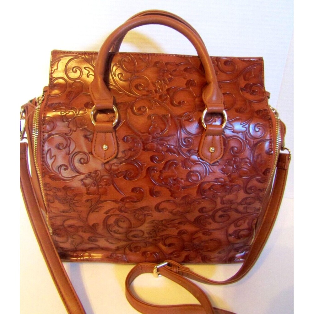 Brenice Dreamer Satchel Embossed Flower Shoulderbag Crossbody Faux Leather Boho - Picture 3 of 9